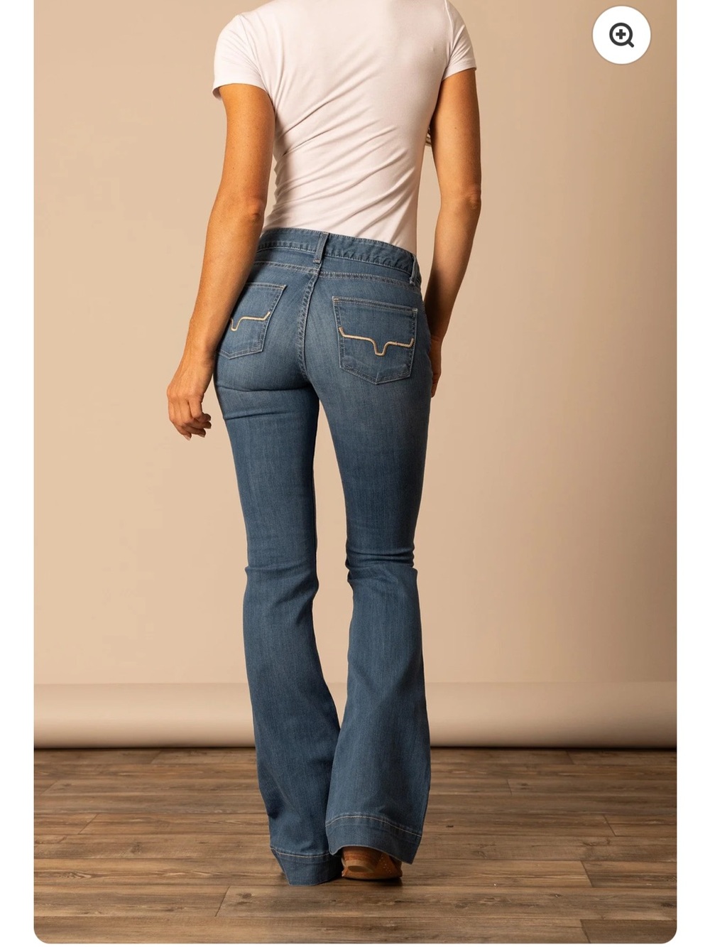 Kimes Ranch Medium Blue Flare Jeans with Signature Pocket Stitch